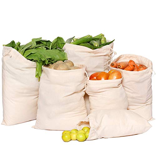 Produce Bags | Organic Cotton, Set of 9 (3 Large, 3 Medium, 3 Small)