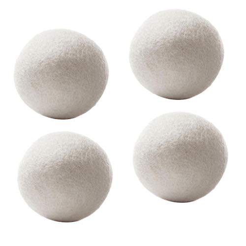 Wool Dryer Balls | 4-Pack, Natural Fabric Softener, Reusable, Reduces Wrinkles