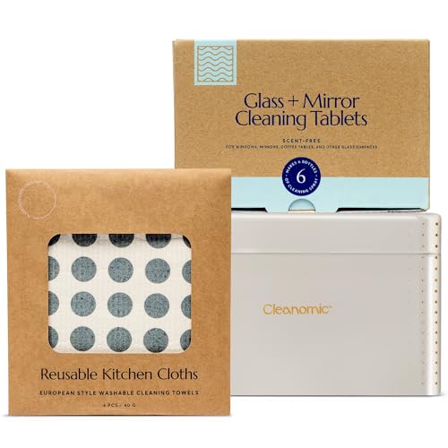 Cleaning Cloths & Tablets Bundle | Reusable Kitchen Cloth, Glass & Mirror Cleaning Tablets