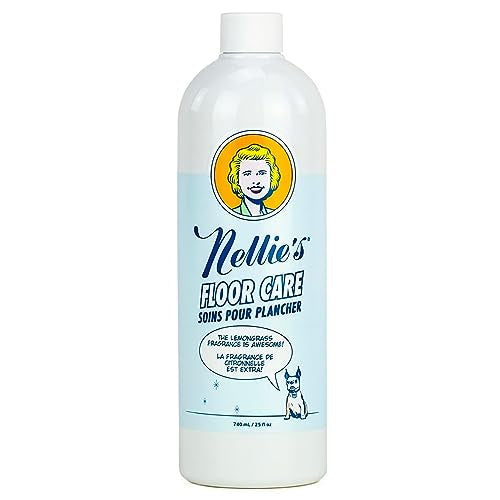 Nellie's Floor Care - Plant-Based Cleaner for Hardwood, Tile, Ceramic, and More - Removes Household Dirt and Odors - Refreshing Lemongrass Scent (25 fl oz) - Planet Friendly Cleaning Solution