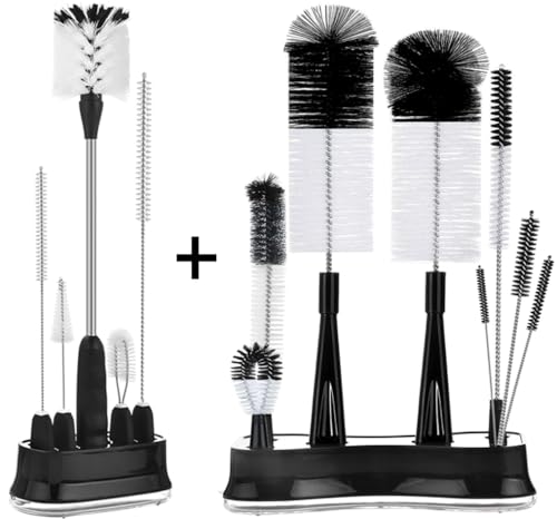 Bottle Brush Cleaning Set | 5 Pack with Holder, 8 Pack with Stand