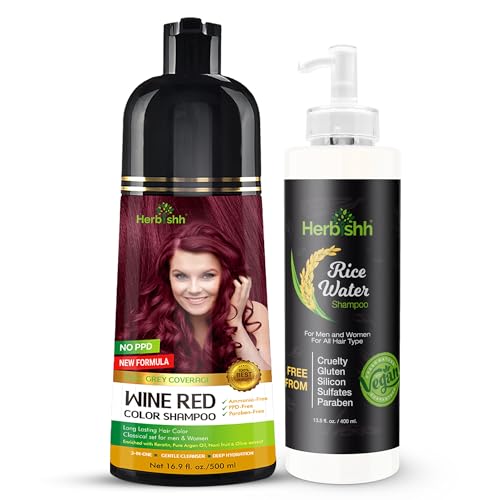 Hair Color Shampoo | 500 mL, Wine Red, Gray Coverage