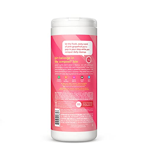 All-Purpose Cleaning Wipes | Pink Grapefruit, Multi-Surface, Compostable, 30 Count, Pack of 6