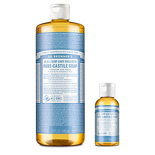 Baby Shampoo & Body Wash | Unscented, 32 oz & 2 oz Travel Bottle