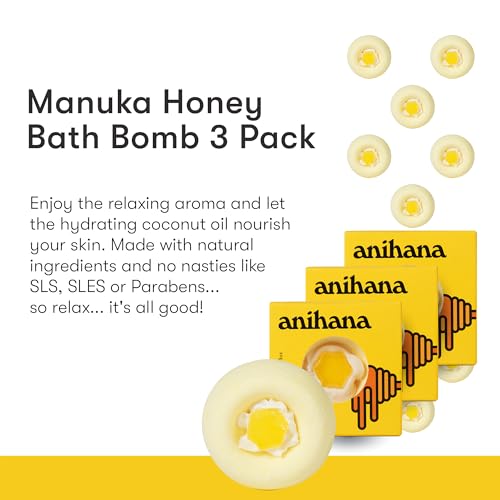 Bath Bombs | 3 Pack, 2.29 oz Each, Paraben Free, Cruelty Free, Manuka Honey Scent