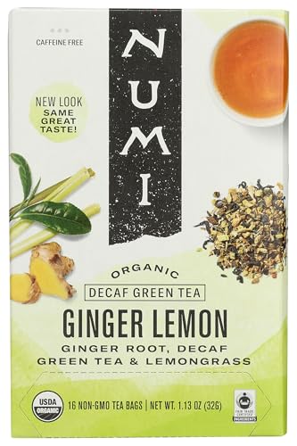 Decaf Green Tea | Ginger Lemon, 16 Count Box of Tea Bags.