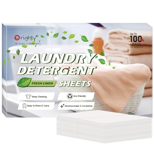 Laundry Detergent Sheets | Fresh Linen Scent, 50 Count, Eco-Friendly, Hypoallergenic