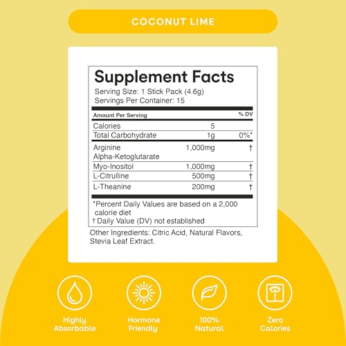 Brain Supplement | Concentration Support, 30 Drink Packets, Coconut Lime Flavor