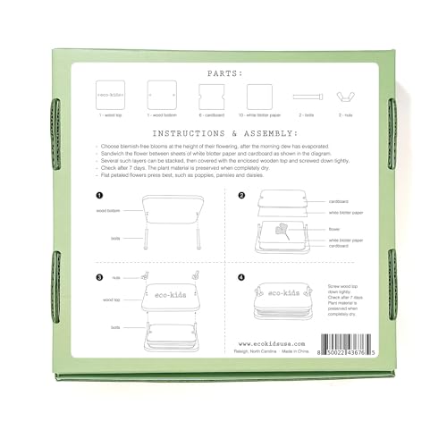 eco-kids Premium Wood Pressed Flower Art Kit – Flower, Leaf, & Plant Preservation – Complete DIY Floral Pressing Set for Crafts, Keepsakes, Decorations, Cards, Bookmarks, & Gifts - for Kids & Adults