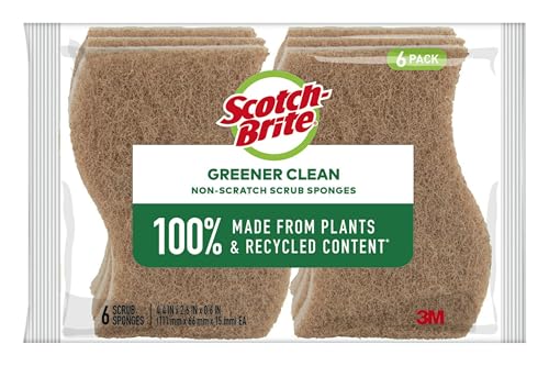 Cleaning Sponges | Non-Scratch, 6 Pack, Natural for Kitchen and Bathroom