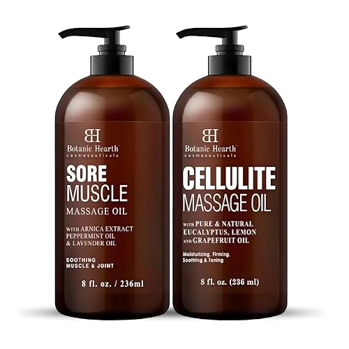 Sore Muscle Massage Oil | 8 fl oz, Relaxing Formula 
 Cellulite Massage Oil | 8 fl oz, Firming Formula