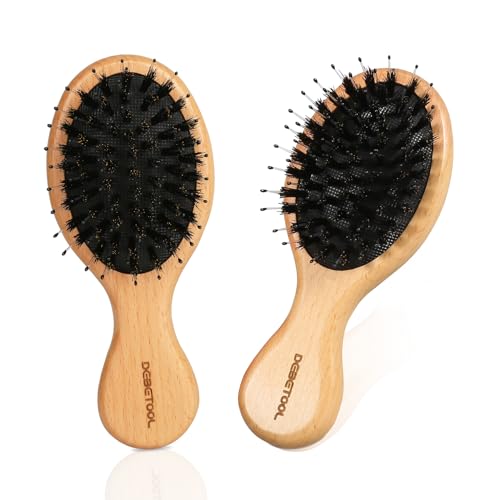 Hair Brush | Mini Paddle Set, Wood Detangler, Travel Size, All Hair Types, 2 Pack