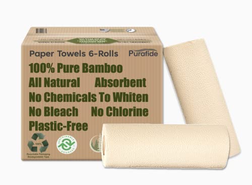 Paper Towels | Tree-Free, Chemical-Free, 90 Sheets Per Roll, 6 Rolls