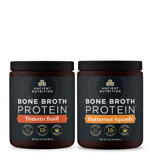 Bone Broth Protein Powder | Tomato Basil, Butternut Squash, 15 Servings Each