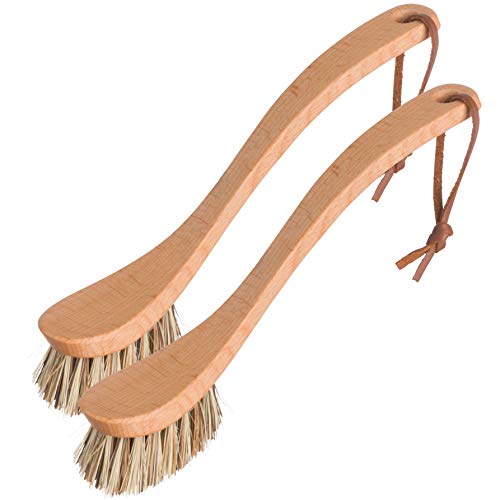 Dish Brush | Natural Plant Fiber Bristles, Ergonomic Design, Set of 2