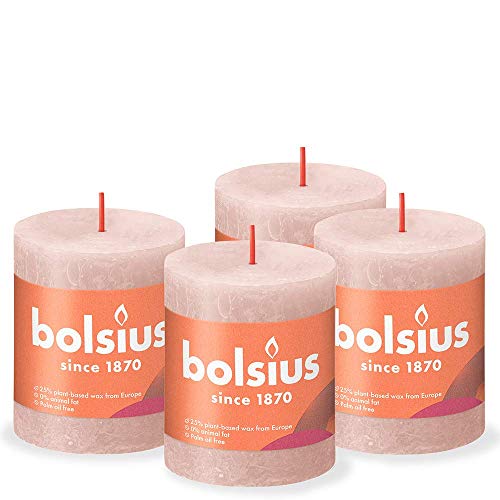 Pillar Candle Set | Soft Pink, Pack of 4, 35 Hours Burn Time, 8 x 7 cm