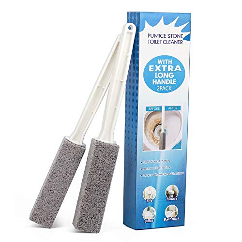 Toilet Bowl Cleaner | 2 Pack, Extra Long Handle, 100% Natural Pumice