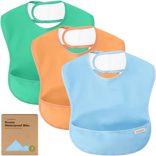 Baby Bibs | 3-Pack, Waterproof, Lightweight with Food Catcher