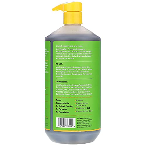 Shampoo | Normal to Dry Hair, Ginger and Coconut Oil, 32 Fl Oz