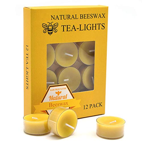 Tealight Candles | Natural Beeswax, Honey Scent, 12 Pack