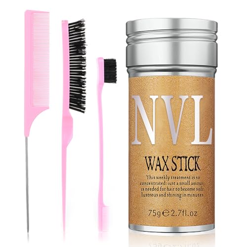 Hair Wax Stick | Non-Greasy Edge Control, Frizz Tamer, 3 Pieces with Brush