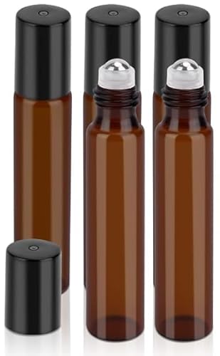 Roll-On Perfume Bottle | Pack of 5, Travel Size, Amber Glass