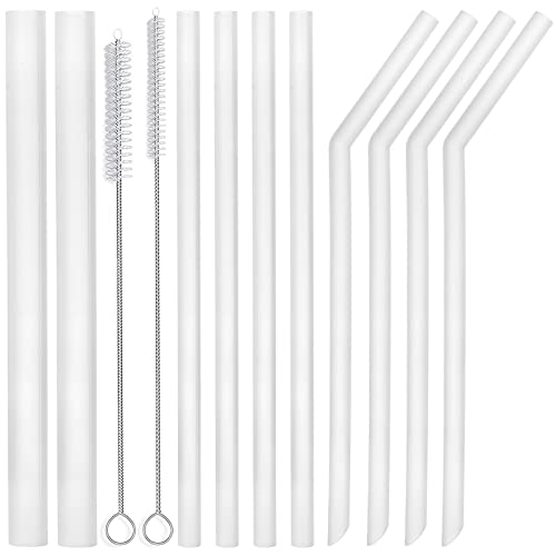 Reusable Silicone Straws | 10 Pack, Includes Boba Straws, Cleaning Brushes, 10 Inch