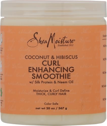 SheaMoisture Curl Enhancing Smoothie Hair Cream for Thick, Curly Hair Coconut and Hibiscus Sulfate Free and Paraben Free Curl Cream 20 oz