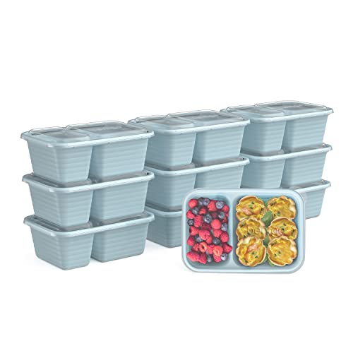 Food Storage Container | 2-Compartment, Reusable, Microwaveable, 10 Trays & Lids