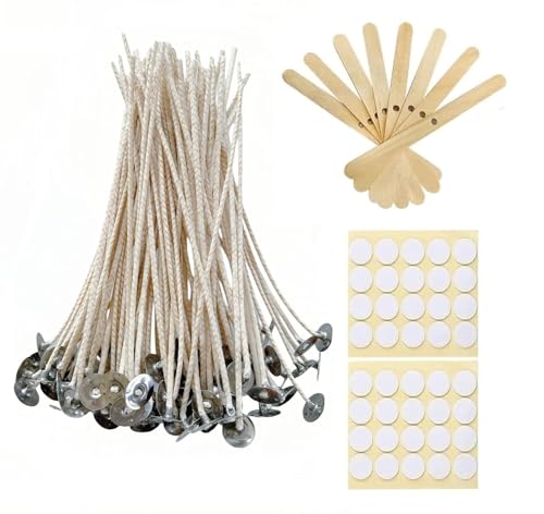 Candle Wicks | 100 pcs, 6" Length, Low Smoke Cotton, Natural Soy Wax Coated