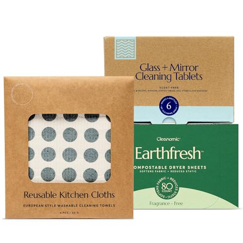 Cleaning Essentials Set | Reusable Cloth, Cleaning Tablets, Fabric Softener Sheets