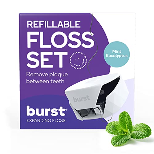 Dental Floss Dispenser Set | Mint Eucalyptus Aroma, 32 Yards Charcoal Floss