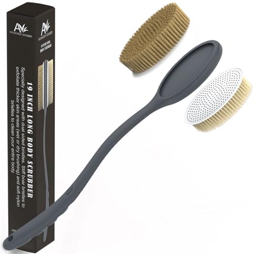 Body Brush | 19 Inch Curved Handle, Soft and Stiff Bristles