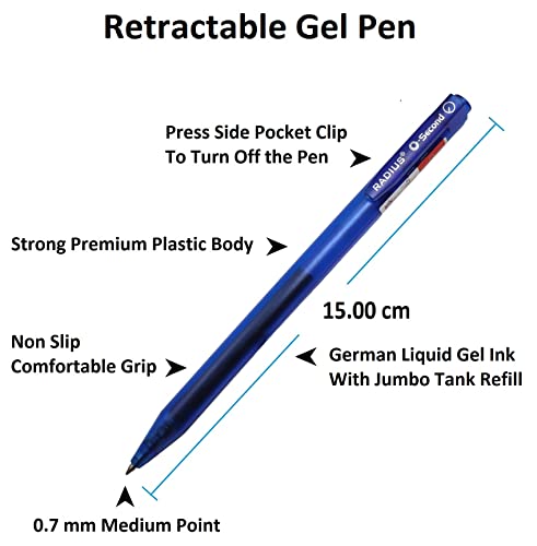 Gel Pens | 12 Pack, 0.7mm Medium Fine Point, Smooth Writing