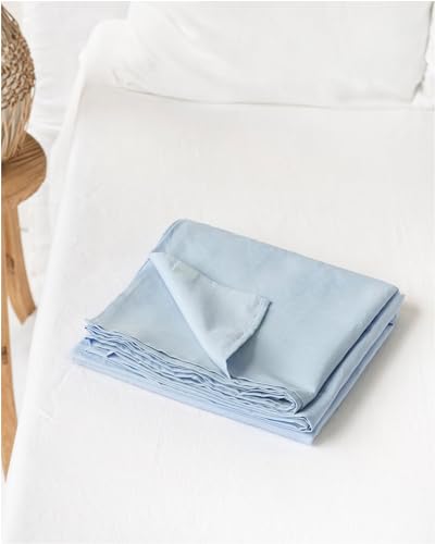 Flat Sheet | Sky Blue, Full/Double/Queen Size, Linen-Cotton Blend