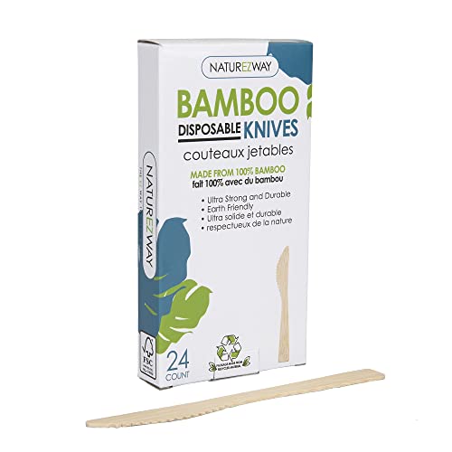 Disposable Bamboo Knives | Eco-Friendly, 24 Pack