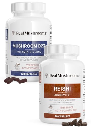 Mushroom Supplement | Vitamin D2, Zinc, Reishi & Chaga, 120ct + 90ct Bundle