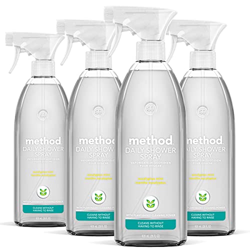 Shower Cleaner Spray | Plant-Based & Biodegradable, Eucalyptus Mint Scent, 28 Fl Oz, Pack of 4