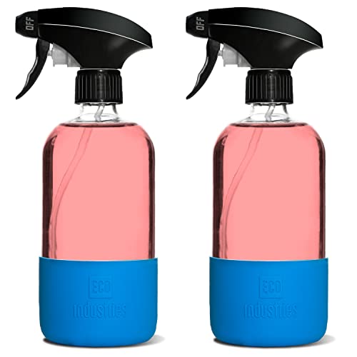 Glass Spray Bottle | 16 oz, Refillable, Premium Trigger Head, Silicone Sleeve Protection