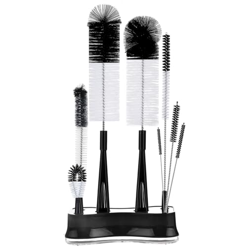 Bottle Brush Set | 8 Pack, Long Handle, Includes Stand