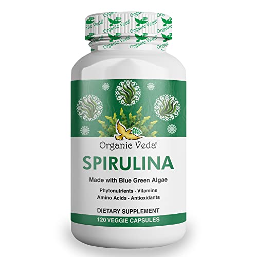 Spirulina Capsules | Natural Blue Green Algae, 120 Veggie Capsules