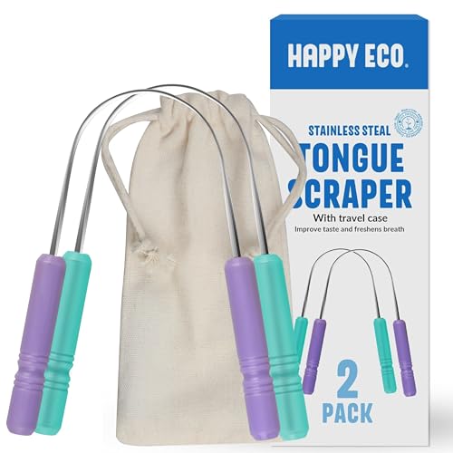 Tongue Scraper | Stainless Steel, 2 Pack with Travel Cases