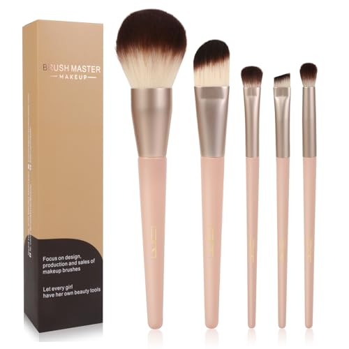 Makeup Brush Set | 5 Pieces, Premium Quality for Foundation, Blush, and Crease Application