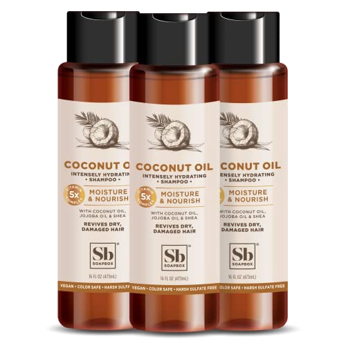 SoapBox Soaps Shampoo, Coconut Oil with Shea Butter, 3 Count