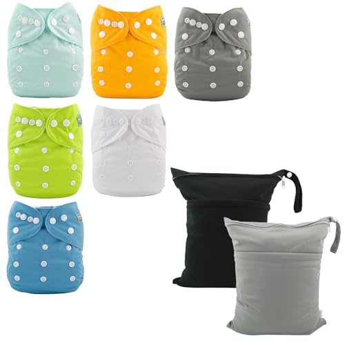 Baby Cloth Diapers | 6-Pack, 12 Inserts, 2 Wet/Dry Bags