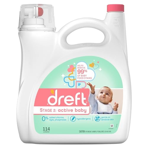 Laundry Detergent | 114 Loads, 165 fl oz, Helps Remove 99% of Baby Food Stains