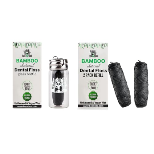 Dental Floss | 2 Pack, Bamboo Charcoal Woven Thread, Unflavored