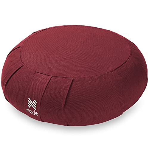 Meditation Cushion | 15" Round, Buckwheat Fill, Organic Cotton Cover, Burgundy