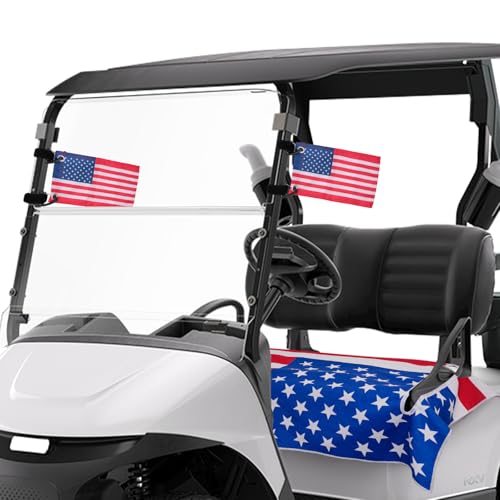 Golf Cart Accessories | 2 Pack Flags, 1 Seat Towel, Mini American Design