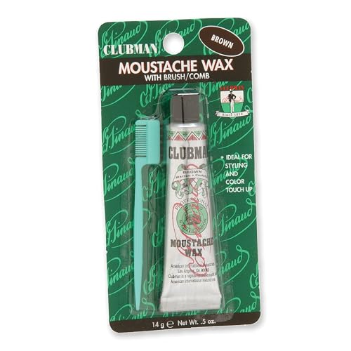 Mustache Wax | 0.5 Ounce, Comes w/ Brush & Comb Applicator